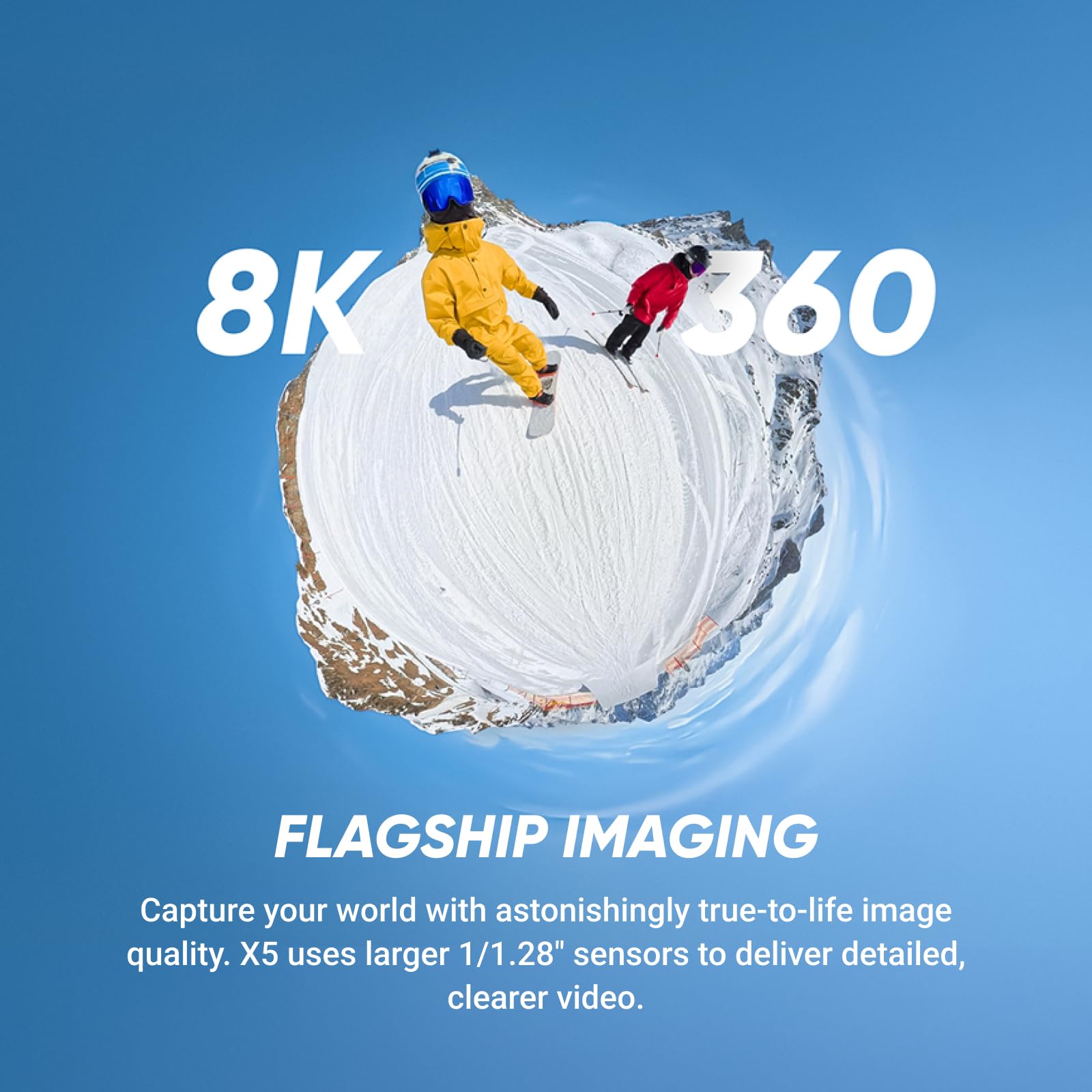 Insta360 X5 Satin White - Waterproof 8K 360° Action Camera, Leading Low Light, Invisible Selfie Stick Effect, Rugged and Replaceable Lens, 3-Hour Battery, Built-in Wind Guard, Stabilization
