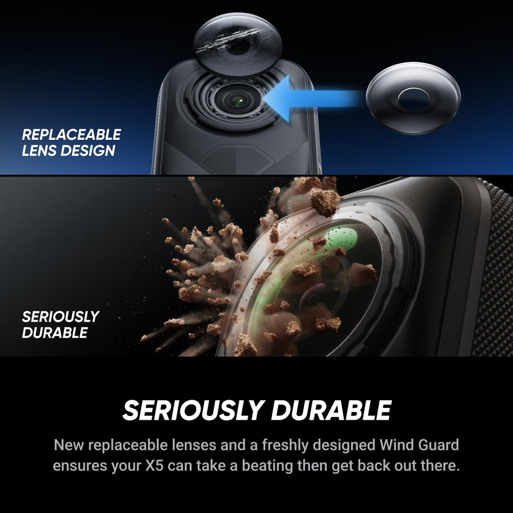 Insta360 X5 Satin White - Waterproof 8K 360° Action Camera, Leading Low Light, Invisible Selfie Stick Effect, Rugged and Replaceable Lens, 3-Hour Battery, Built-in Wind Guard, Stabilization