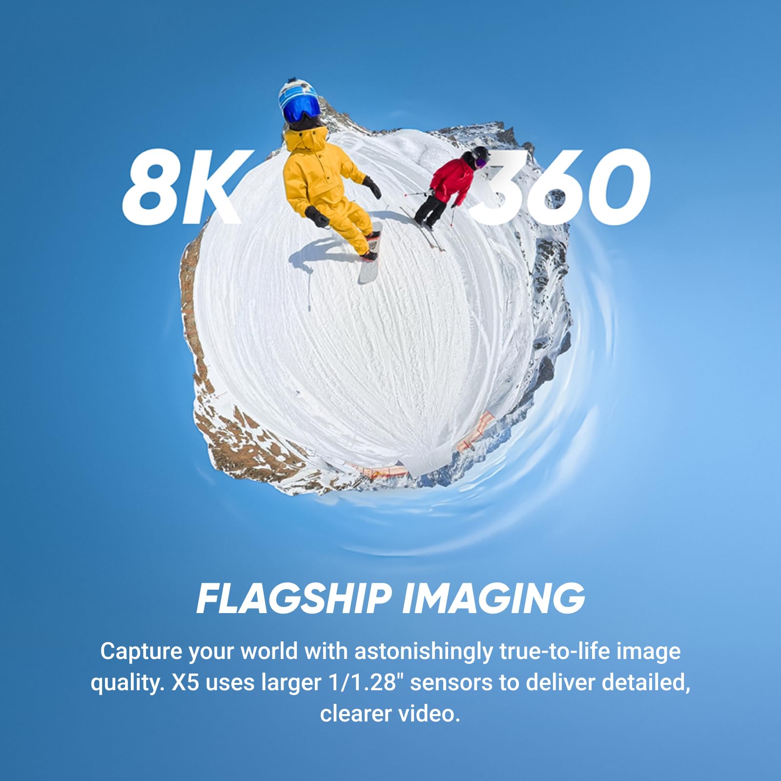 Insta360 X5 Satin White - Waterproof 8K 360° Action Camera, Leading Low Light, Invisible Selfie Stick Effect, Rugged and Replaceable Lens, 3-Hour Battery, Built-in Wind Guard, Stabilization