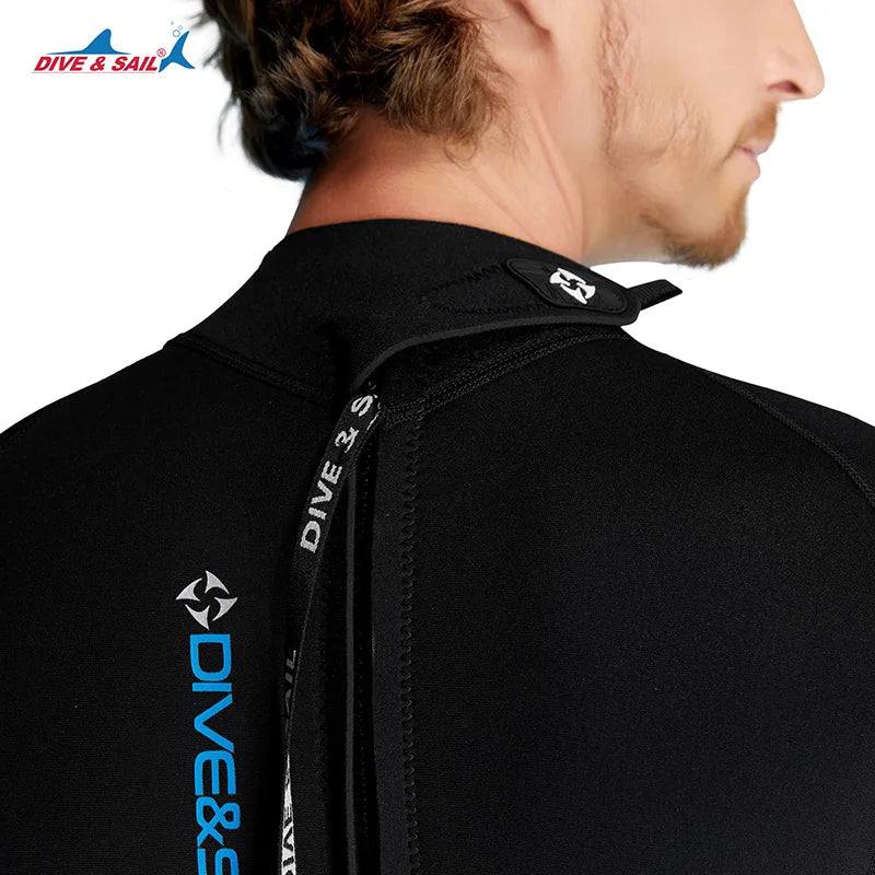 DIVE&SAIL 3mm Neoprene Man Back Zipper Sport Wear Long Sleeve Pants Wet Suit Wetsuits for Snorkeling