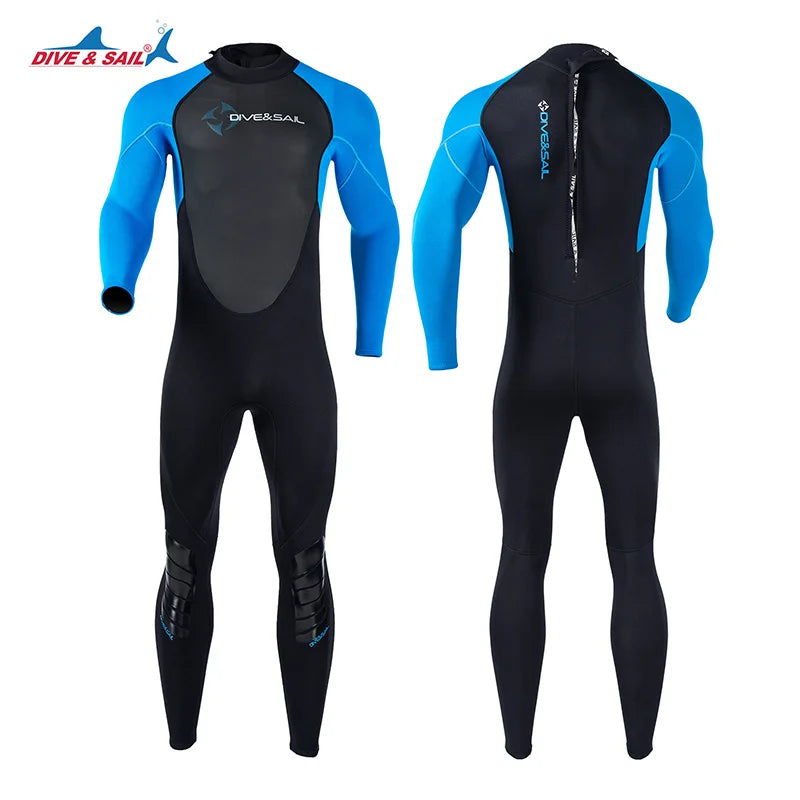 DIVE&SAIL 3mm Neoprene Man Back Zipper Sport Wear Long Sleeve Pants Wet Suit Wetsuits for Snorkeling