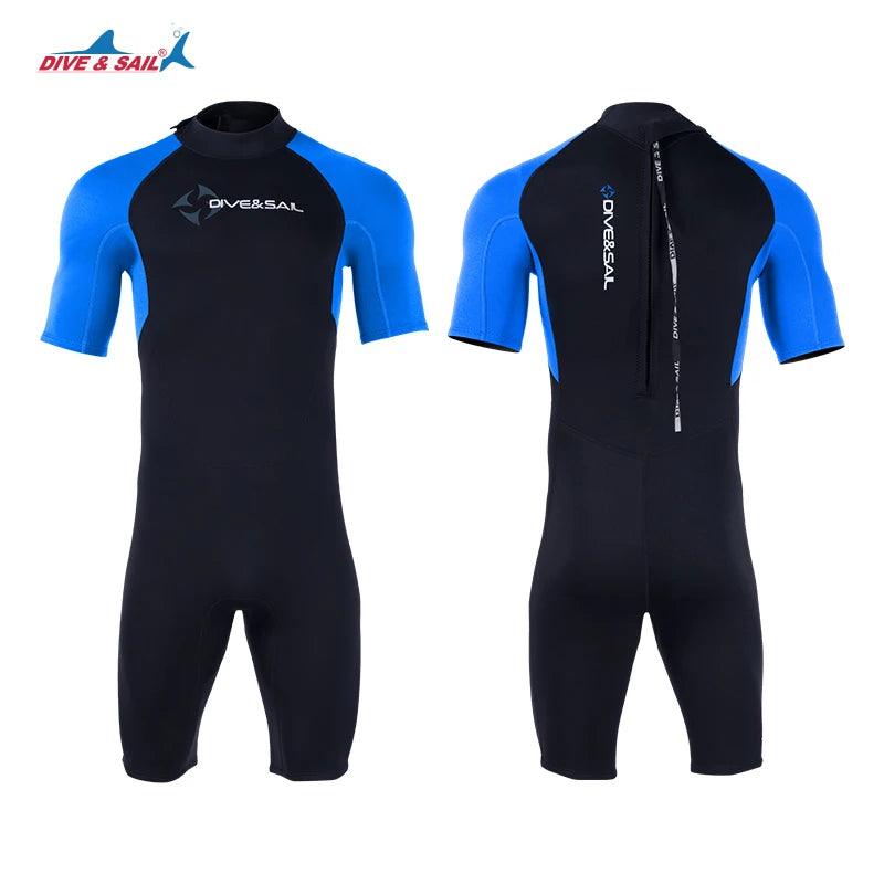 DIVE&SAIL Manufacturer Back Zipper Short Sleeve Full Body 1.5mm Neoprene Diving Suits Wetsuit
