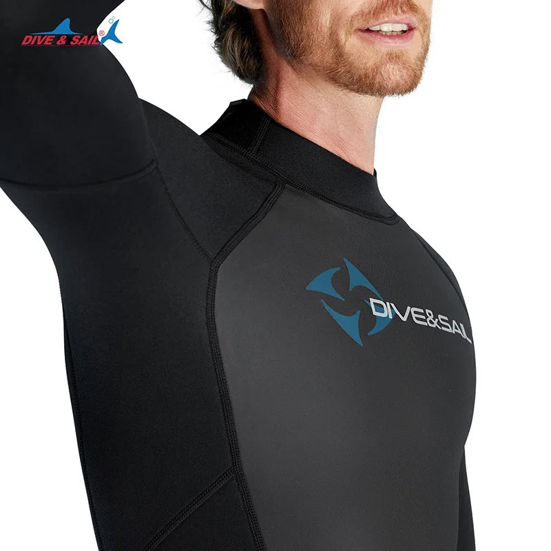 DIVE&SAIL 3mm Neoprene Man Back Zipper Sport Wear Long Sleeve Pants Wet Suit Wetsuits for Snorkeling