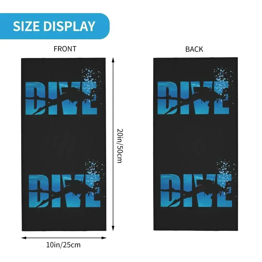 Dive Scuba Diver Bandana Neck Cover Printed Diving Wrap Scarf Multifunctional Face Mask Fishing for Men Women Adult All Season