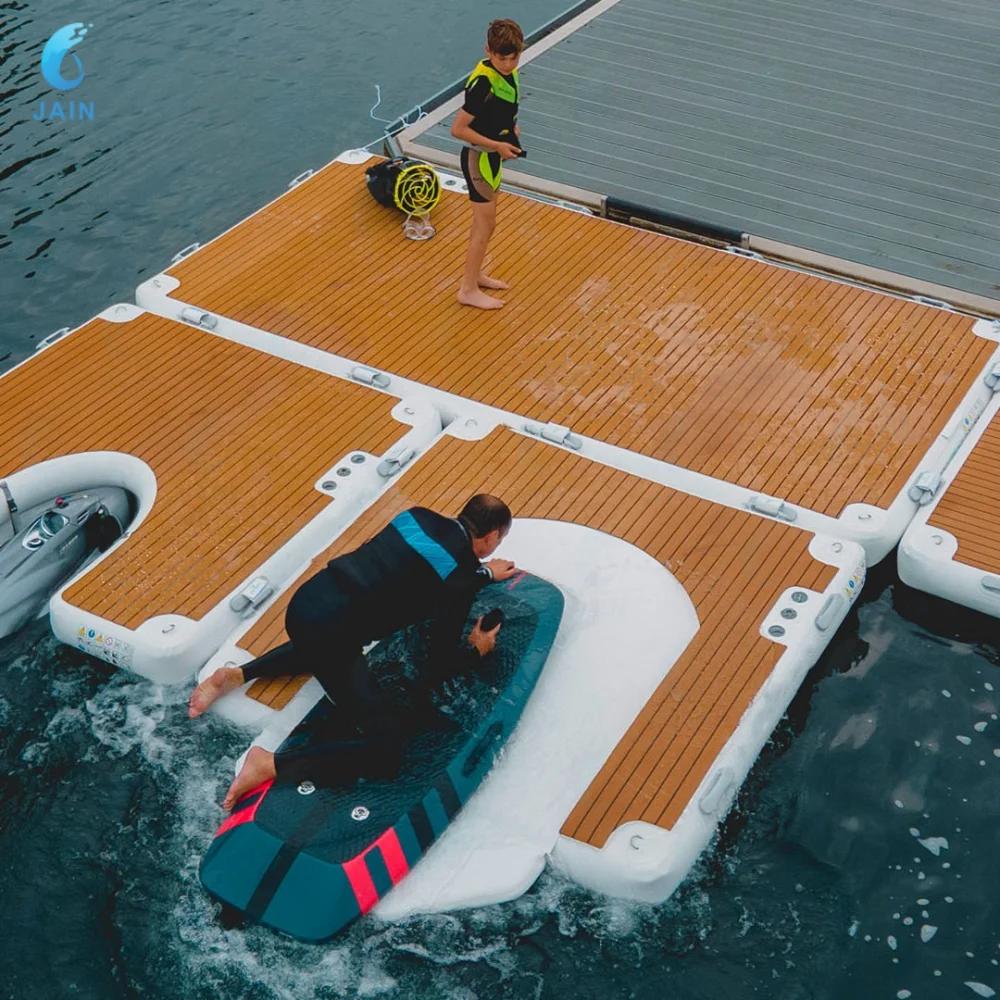 Inflatable Floating Dock Platform Non-Slip Floating Island Raft Perfect for Pool, Beach, Lake and Ocean Recreation