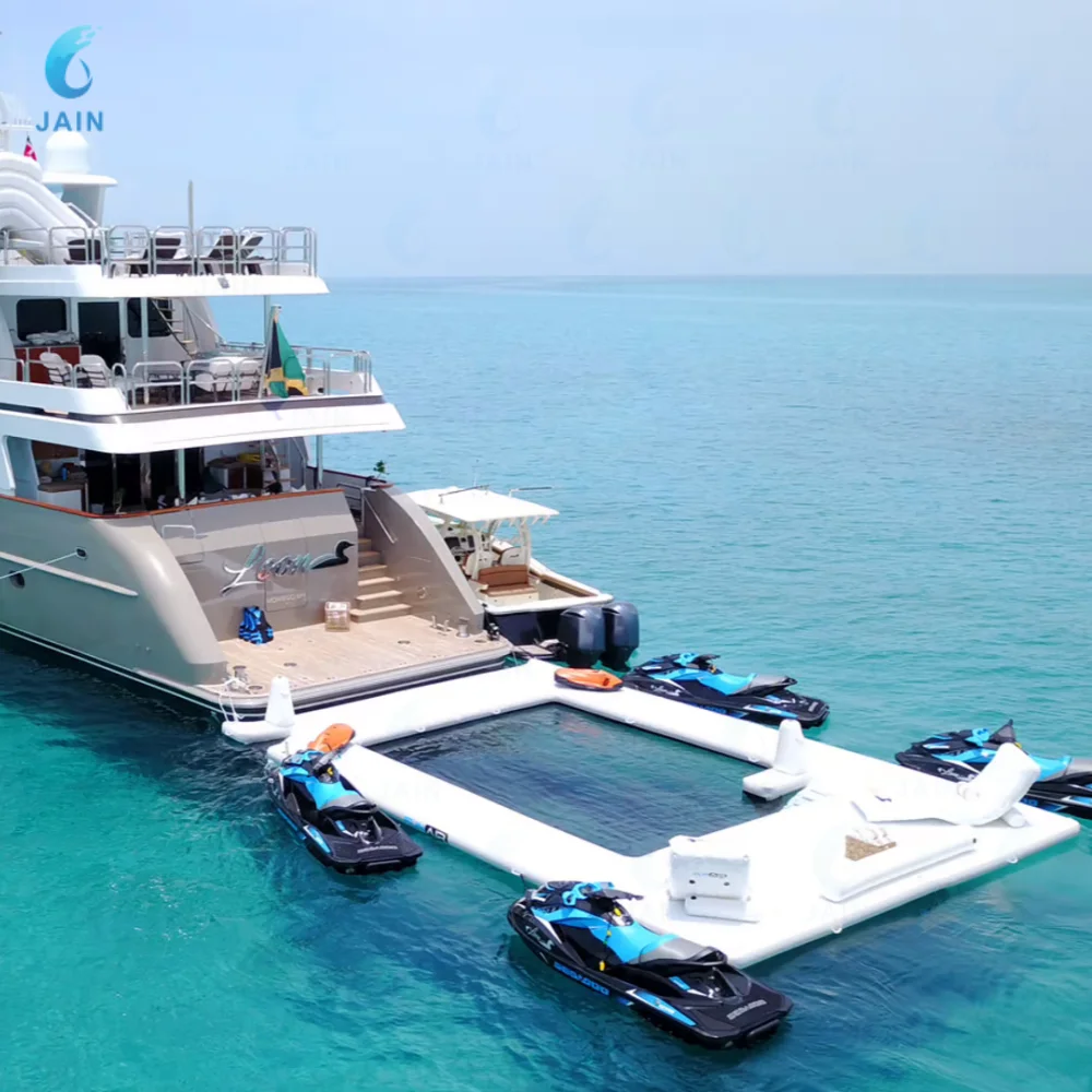 Inventory EVA Non-slip Inflatable Floating Swimming Pool for Ocean&Sea Yacht Dock Platform Island with Net Free Shipping