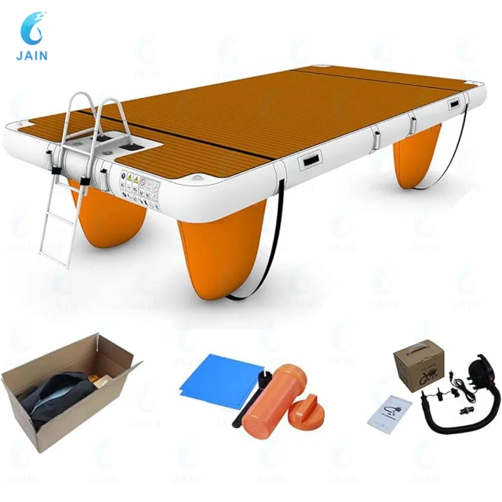 Inflatable Floating Dock Platform Non-Slip Floating Island Raft Perfect for Pool, Beach, Lake and Ocean Recreation