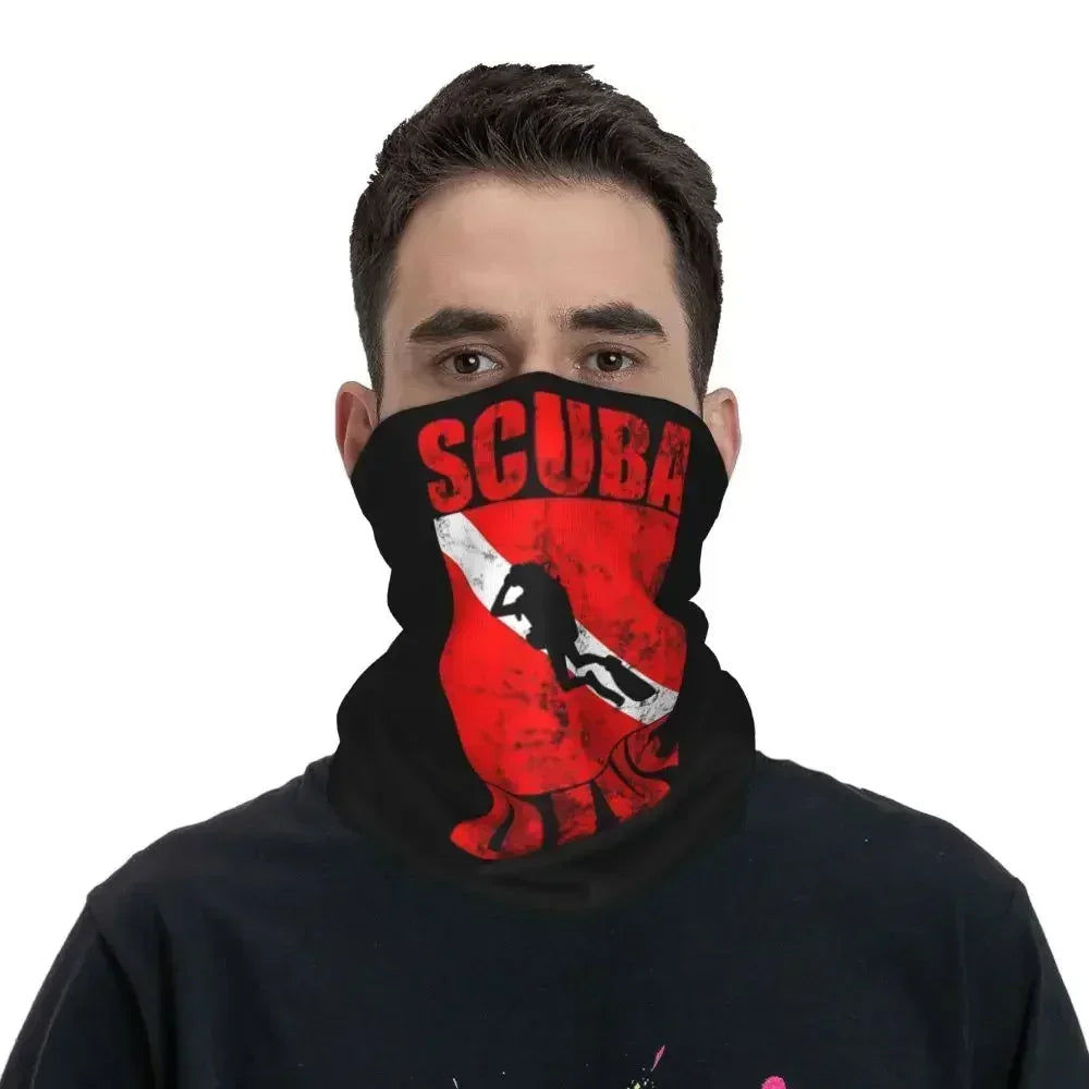 Dive Scuba Diver Bandana Neck Cover Printed Diving Wrap Scarf Multifunctional Face Mask Fishing for Men Women Adult All Season