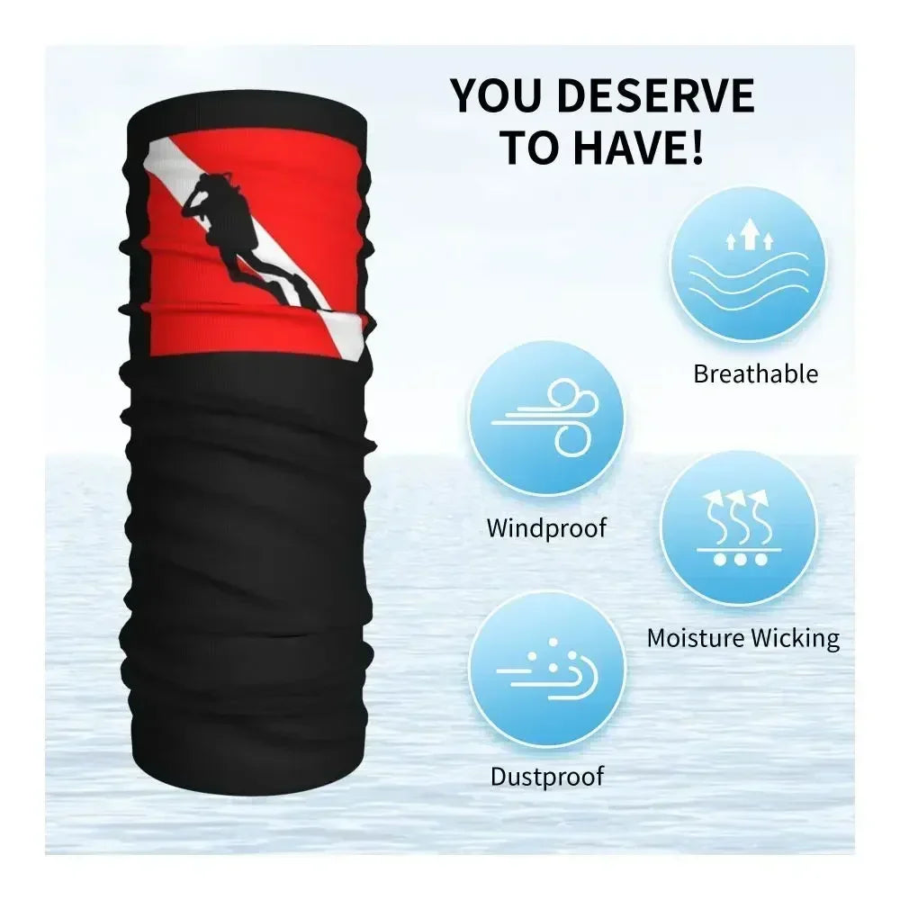 Dive Scuba Diver Bandana Neck Cover Printed Diving Wrap Scarf Multifunctional Face Mask Fishing for Men Women Adult All Season