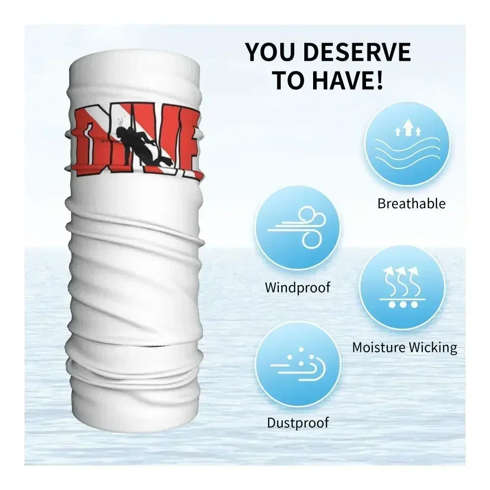 Dive Scuba Diver Bandana Neck Cover Printed Diving Wrap Scarf Multifunctional Face Mask Fishing for Men Women Adult All Season