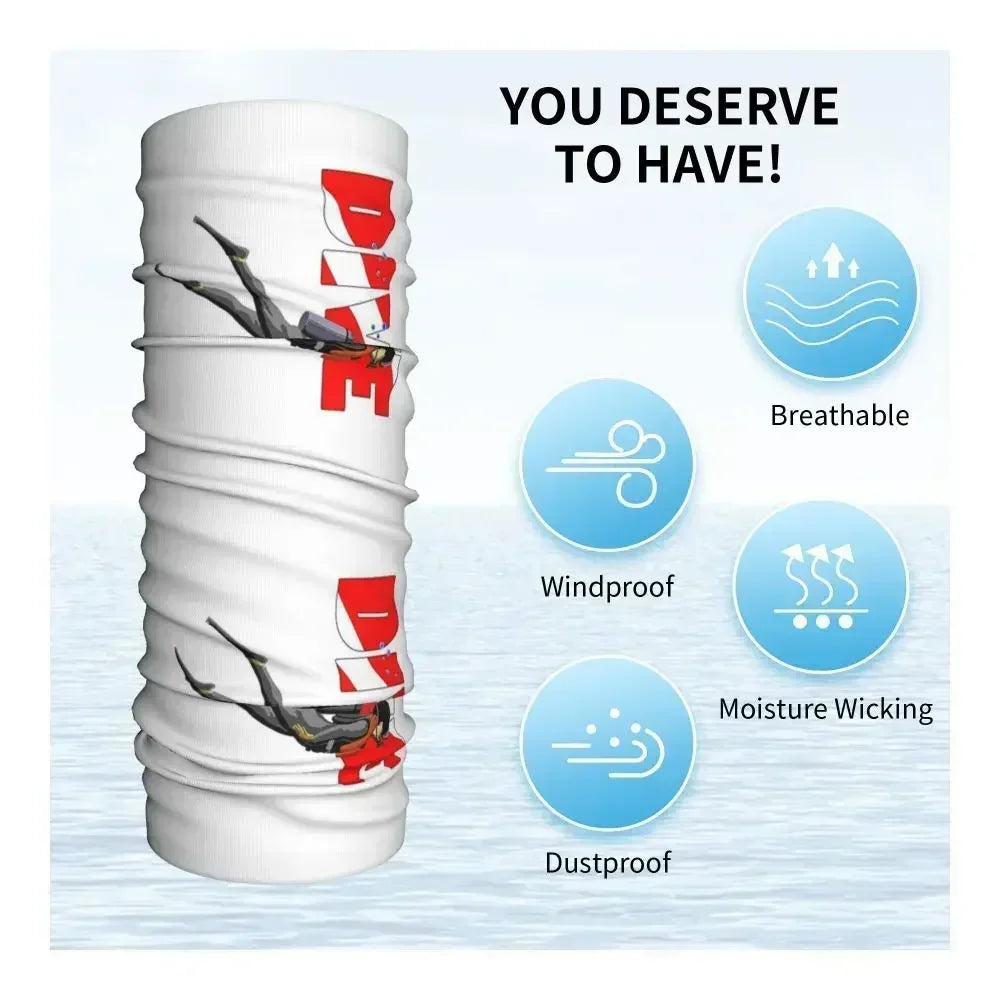 Dive Scuba Diver Bandana Neck Cover Printed Diving Wrap Scarf Multifunctional Face Mask Fishing for Men Women Adult All Season