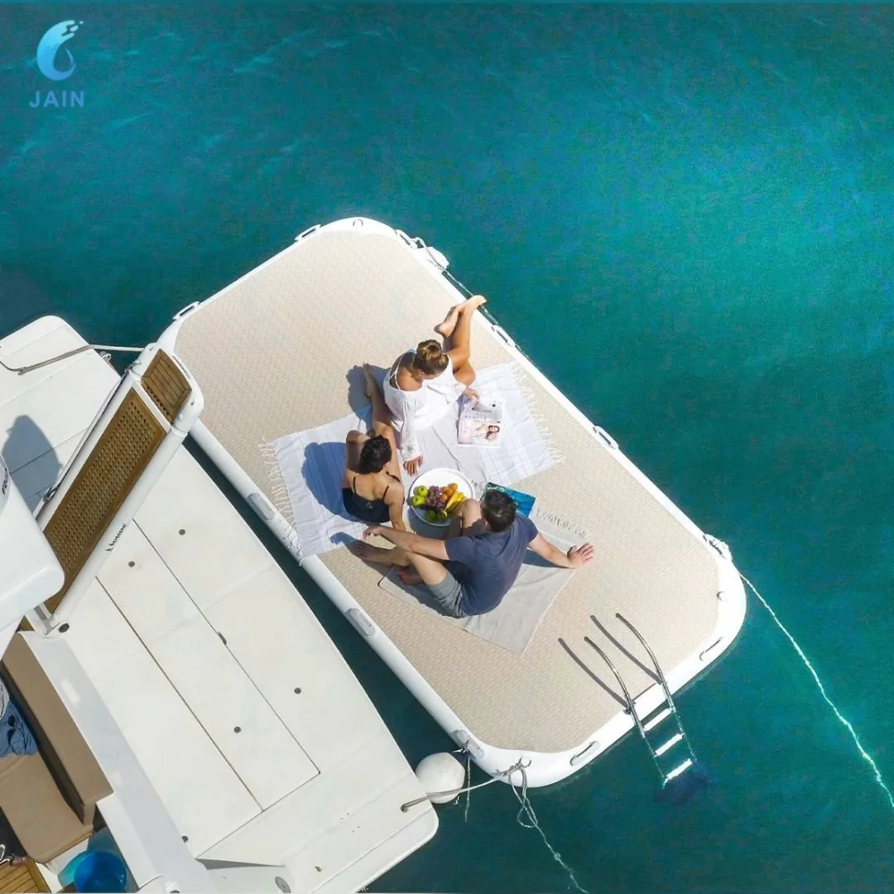 Inflatable Floating Dock Platform Non-Slip Floating Island Raft Perfect for Pool, Beach, Lake and Ocean Recreation