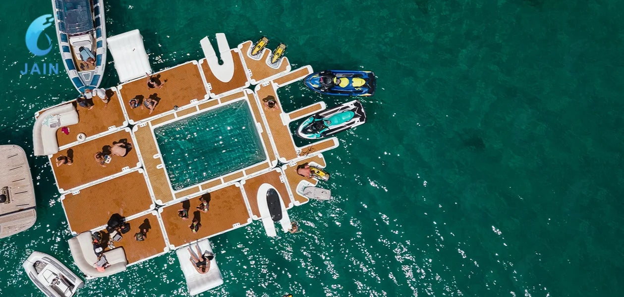 Inventory EVA Non-slip Inflatable Floating Swimming Pool for Ocean&Sea Yacht Dock Platform Island with Net Free Shipping