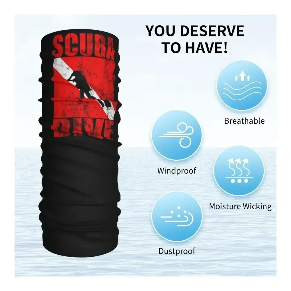 Dive Scuba Diver Bandana Neck Cover Printed Diving Wrap Scarf Multifunctional Face Mask Fishing for Men Women Adult All Season