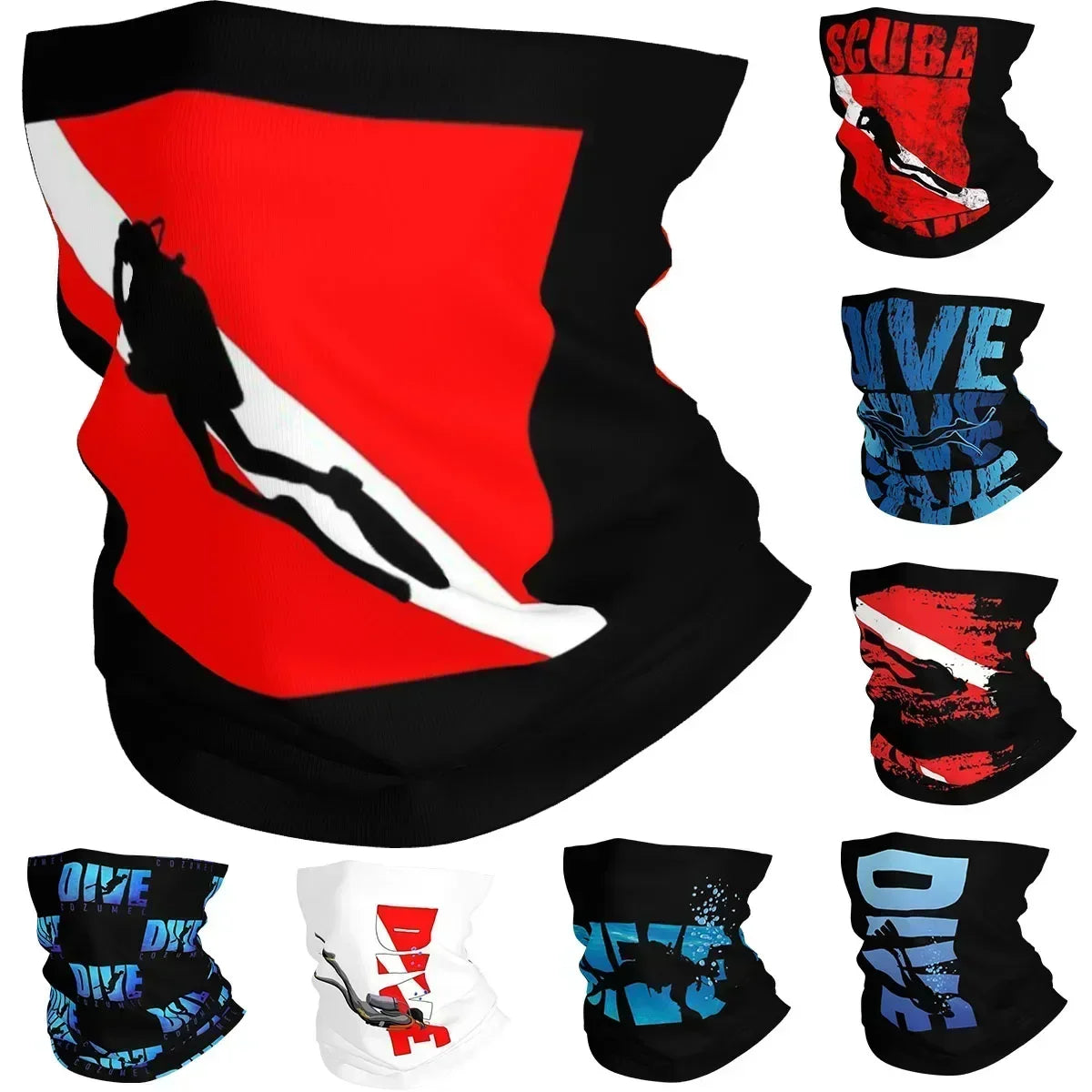 Dive Scuba Diver Bandana Neck Cover Printed Diving Wrap Scarf Multifunctional Face Mask Fishing for Men Women Adult All Season