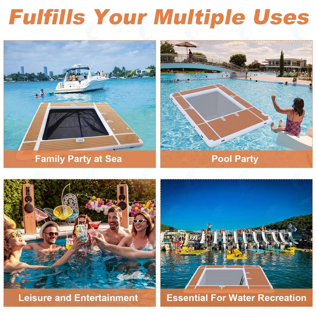 Inventory EVA Non-slip Inflatable Floating Swimming Pool for Ocean&Sea Yacht Dock Platform Island with Net Free Shipping