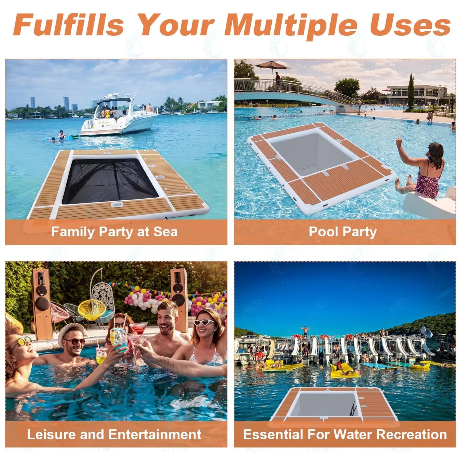 Inventory EVA Non-slip Inflatable Floating Swimming Pool for Ocean&Sea Yacht Dock Platform Island with Net Free Shipping