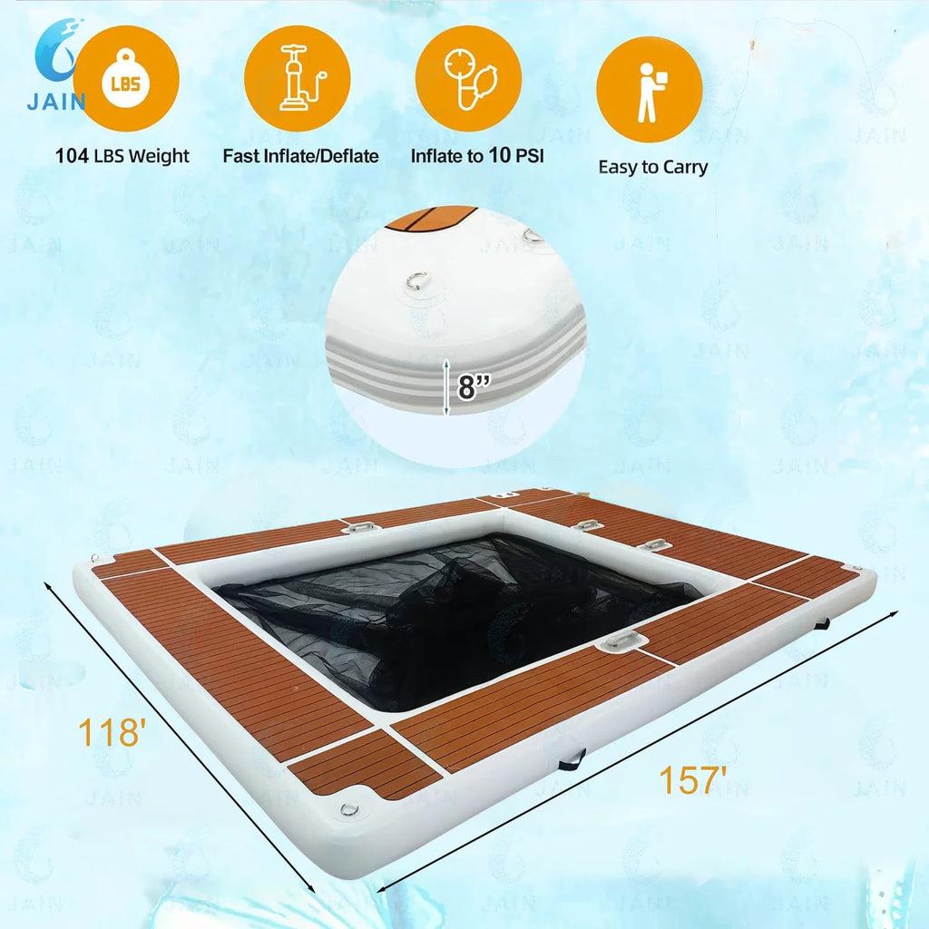 Inventory EVA Non-slip Inflatable Floating Swimming Pool for Ocean&Sea Yacht Dock Platform Island with Net Free Shipping