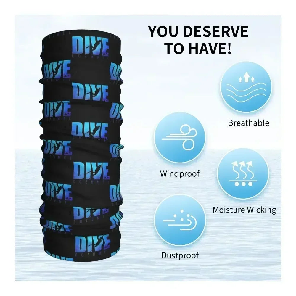 Dive Scuba Diver Bandana Neck Cover Printed Diving Wrap Scarf Multifunctional Face Mask Fishing for Men Women Adult All Season