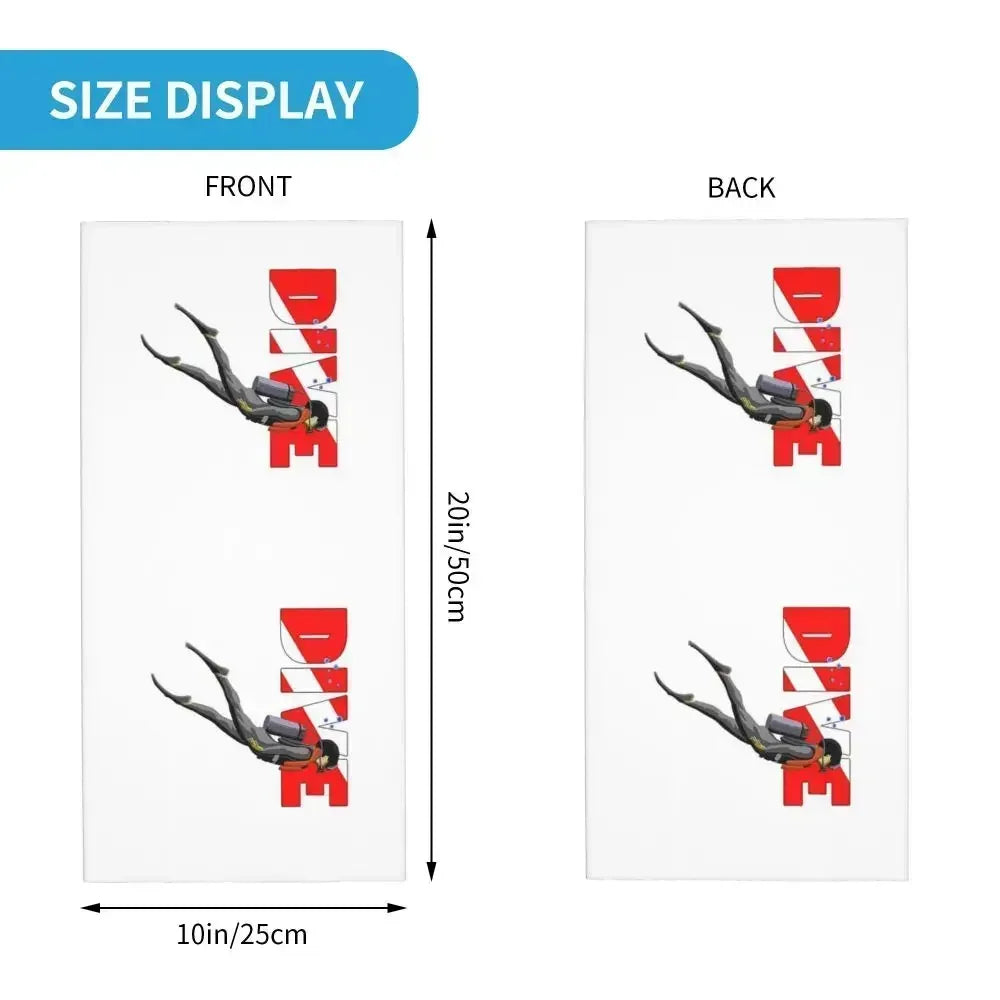 Dive Scuba Diver Bandana Neck Cover Printed Diving Wrap Scarf Multifunctional Face Mask Fishing for Men Women Adult All Season
