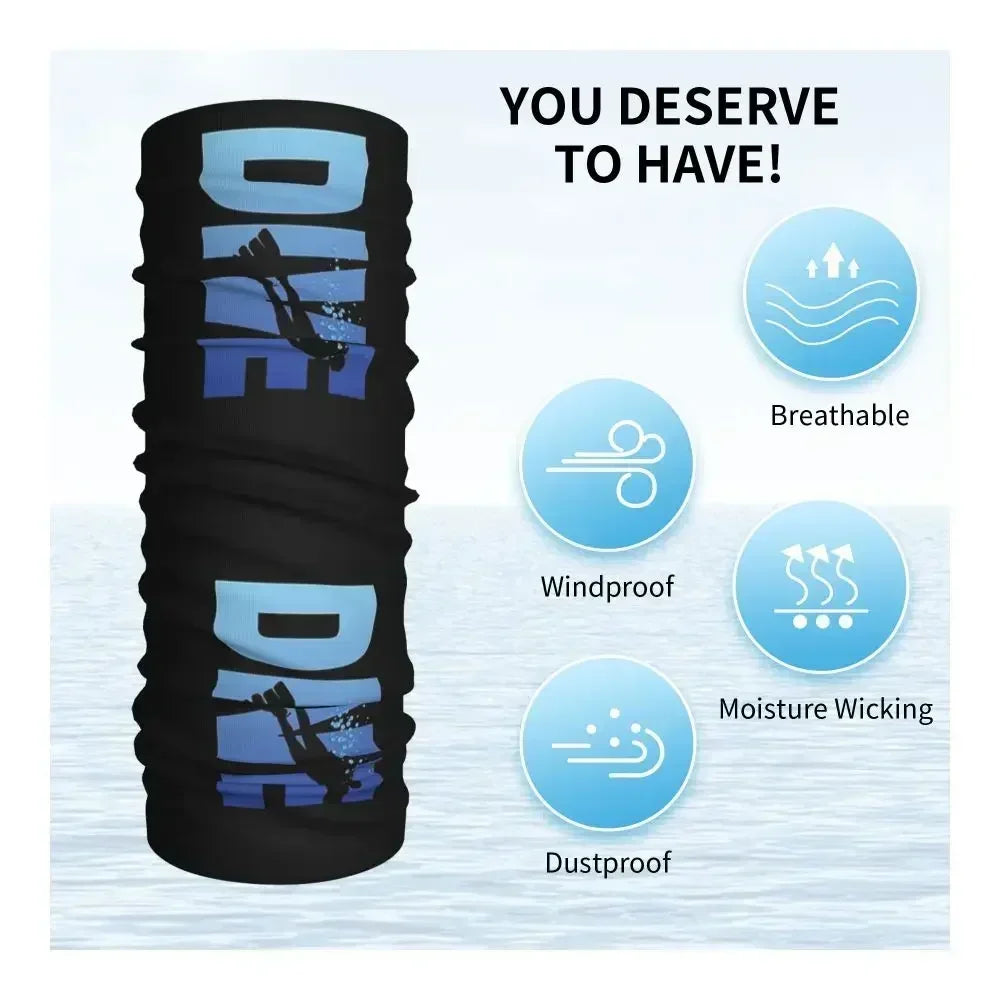 Dive Scuba Diver Bandana Neck Cover Printed Diving Wrap Scarf Multifunctional Face Mask Fishing for Men Women Adult All Season