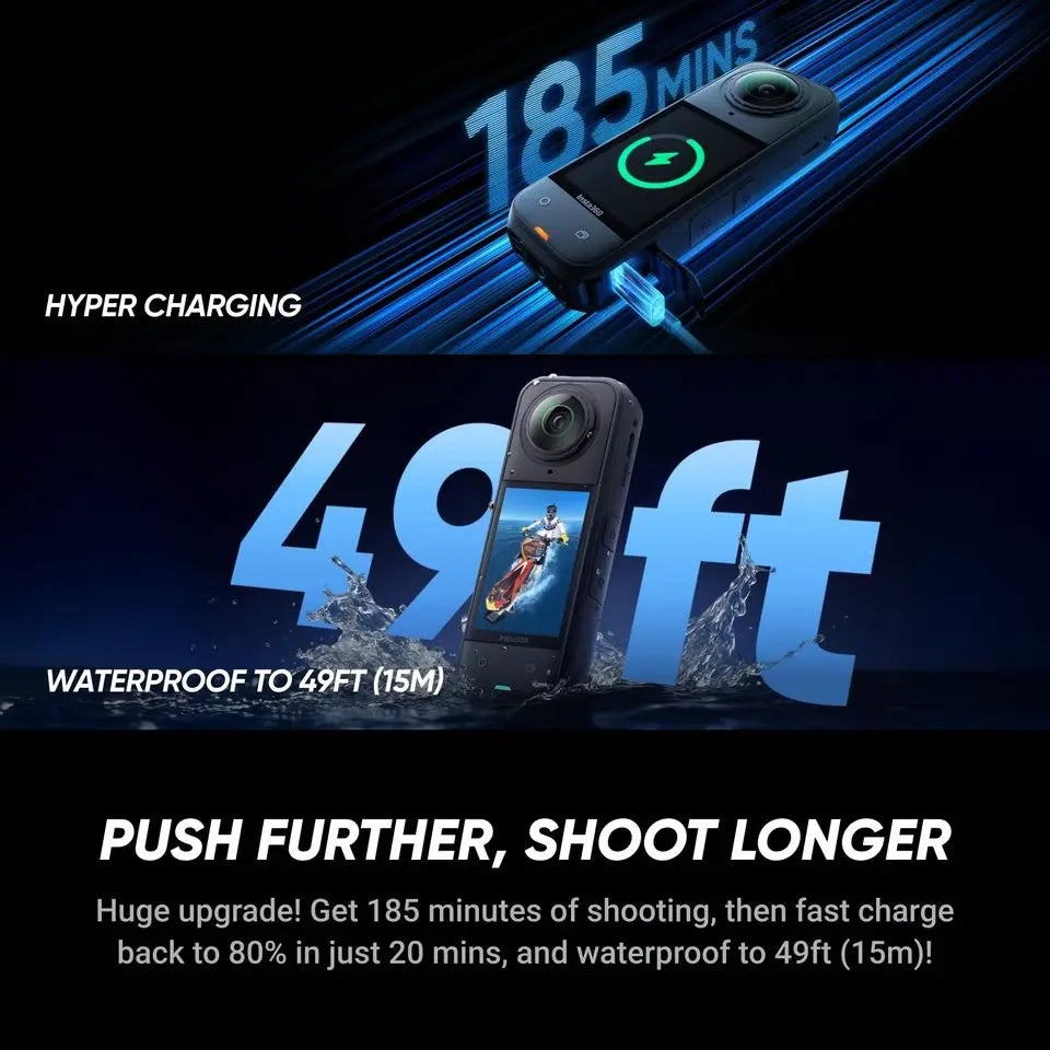 Insta360 X5 - Waterproof 8K 360° Action Camera, Leading Low Light, 3-Hour,Triple AI Chip Design Battery,
