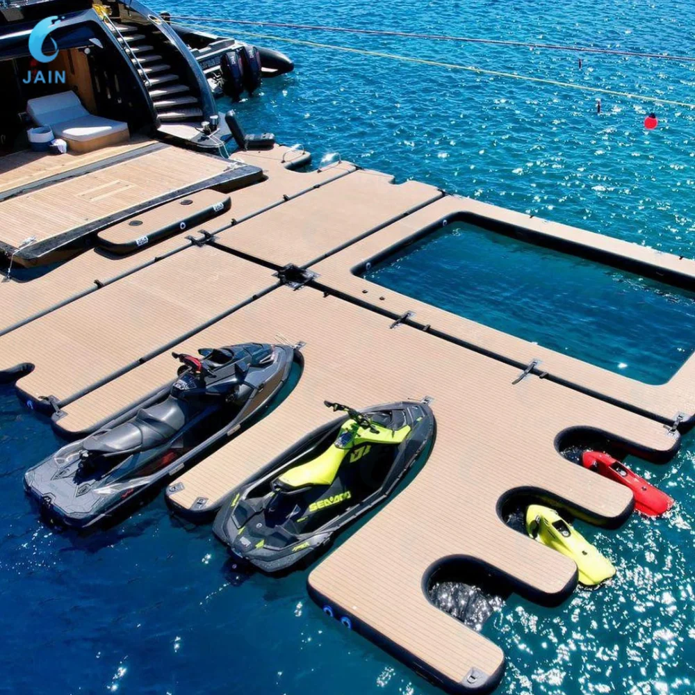 Inflatable Floating Dock Platform Non-Slip Floating Island Raft Perfect for Pool, Beach, Lake and Ocean Recreation