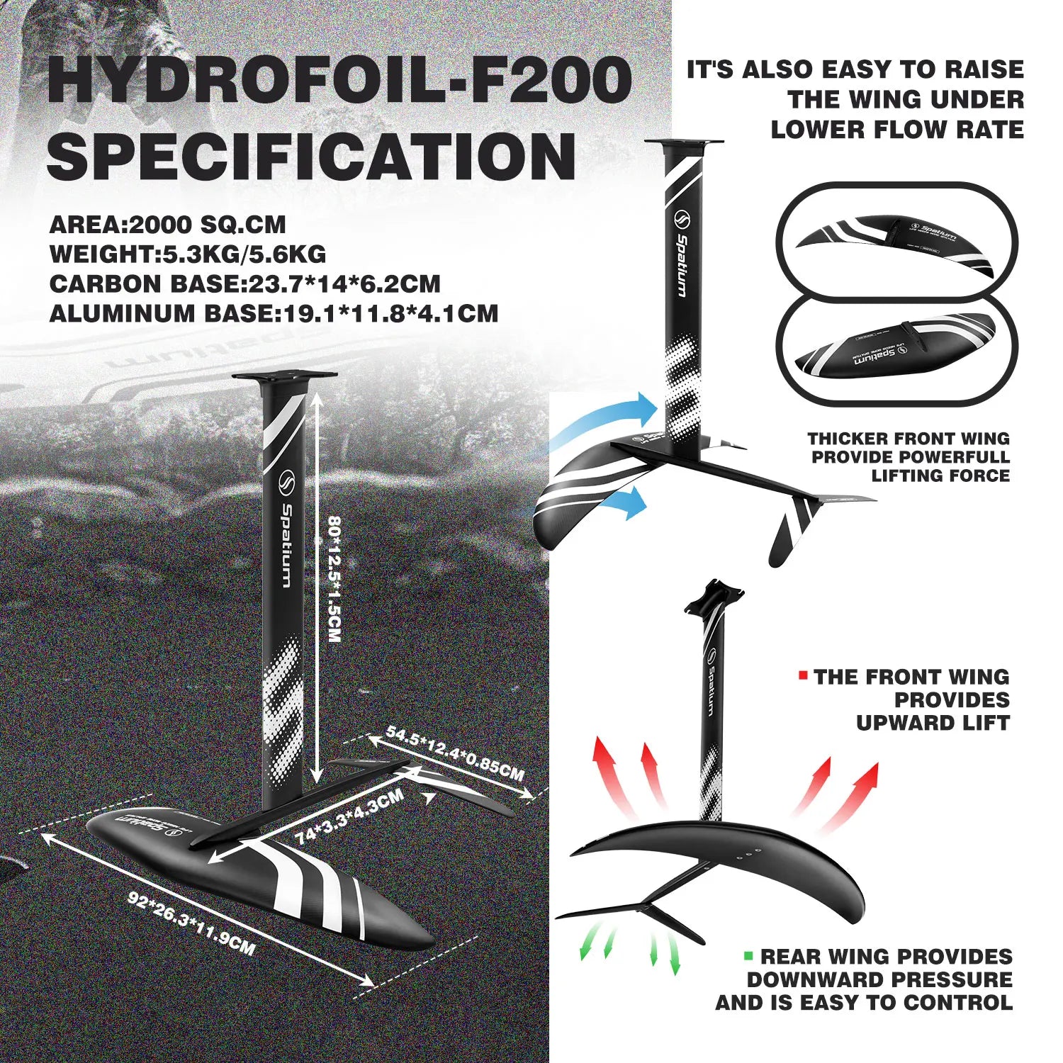 Spatium Light Grey 4㎡5㎡6㎡ Wind Wing With Hydrofoil Board Set Including Board and Hydrofoil and Wind Wing