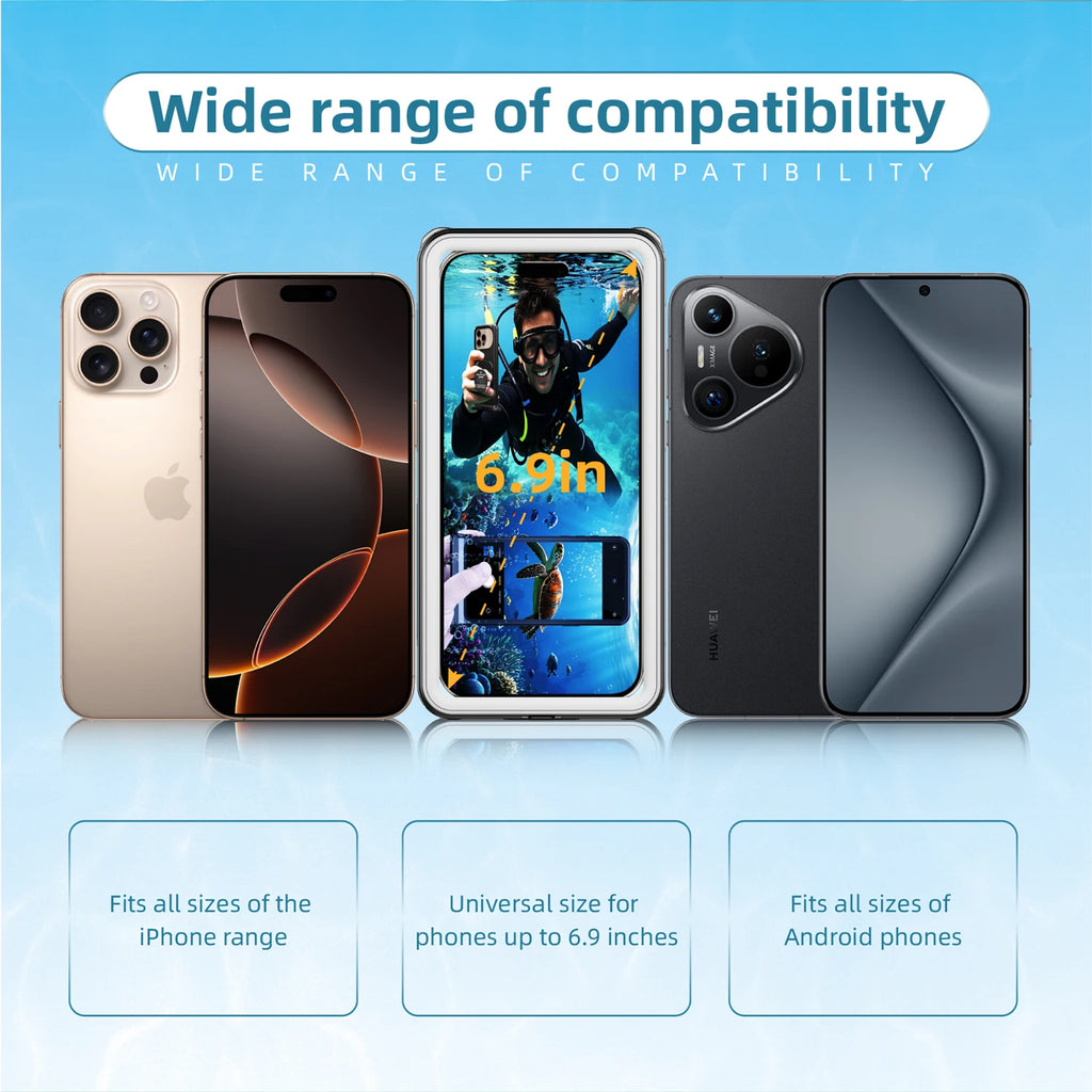 Waterproof phone case, suitable for 6.9-inch models, for outdoor swimming and diving, can be used underwater up to 15 meters