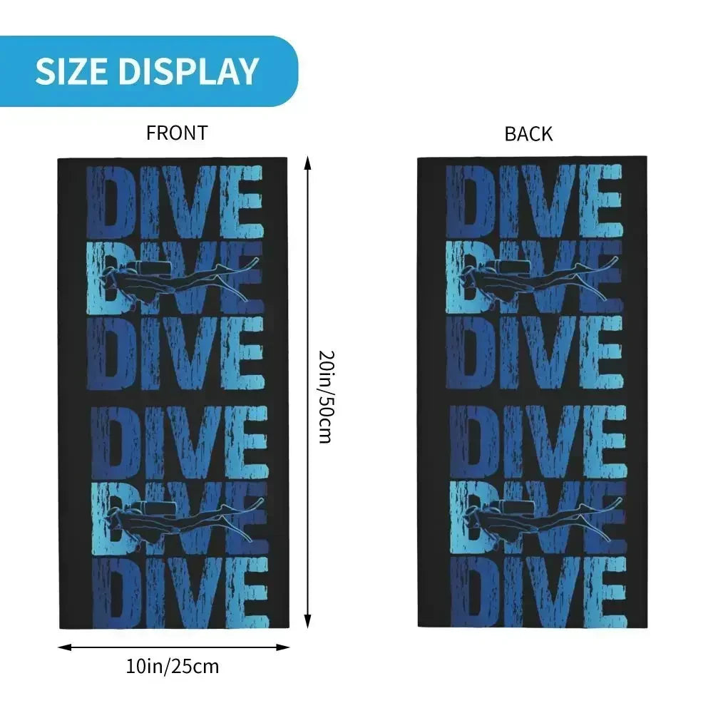 Dive Scuba Diver Bandana Neck Cover Printed Diving Wrap Scarf Multifunctional Face Mask Fishing for Men Women Adult All Season