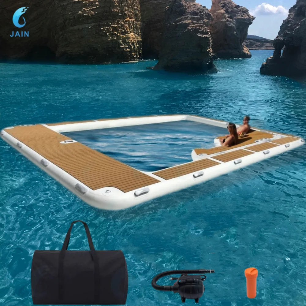 Inventory EVA Non-slip Inflatable Floating Swimming Pool for Ocean&Sea Yacht Dock Platform Island with Net Free Shipping