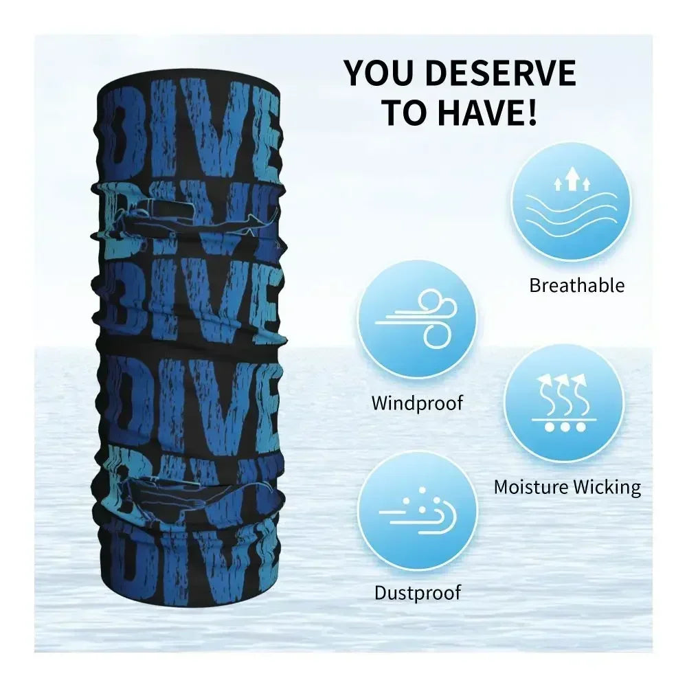 Dive Scuba Diver Bandana Neck Cover Printed Diving Wrap Scarf Multifunctional Face Mask Fishing for Men Women Adult All Season