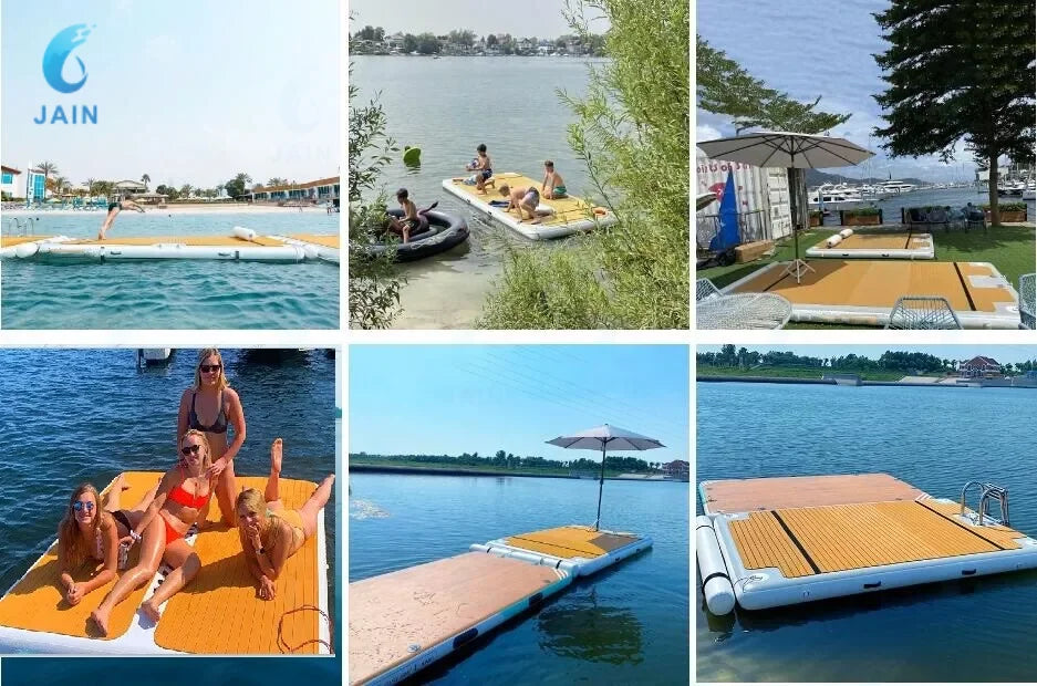 Inflatable Floating Dock Platform Non-Slip Floating Island Raft Perfect for Pool, Beach, Lake and Ocean Recreation