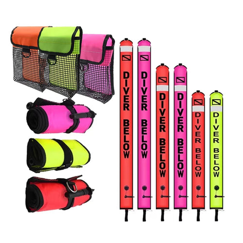 1.2m/1.5m/1.8m Scuba Diving Colored Buoy - Safety Inflatable Float / SMB Storage Bag