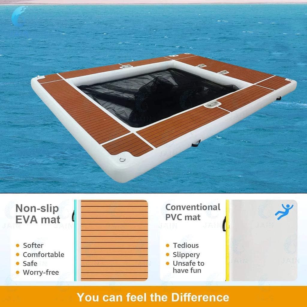 Inventory EVA Non-slip Inflatable Floating Swimming Pool for Ocean&Sea Yacht Dock Platform Island with Net Free Shipping