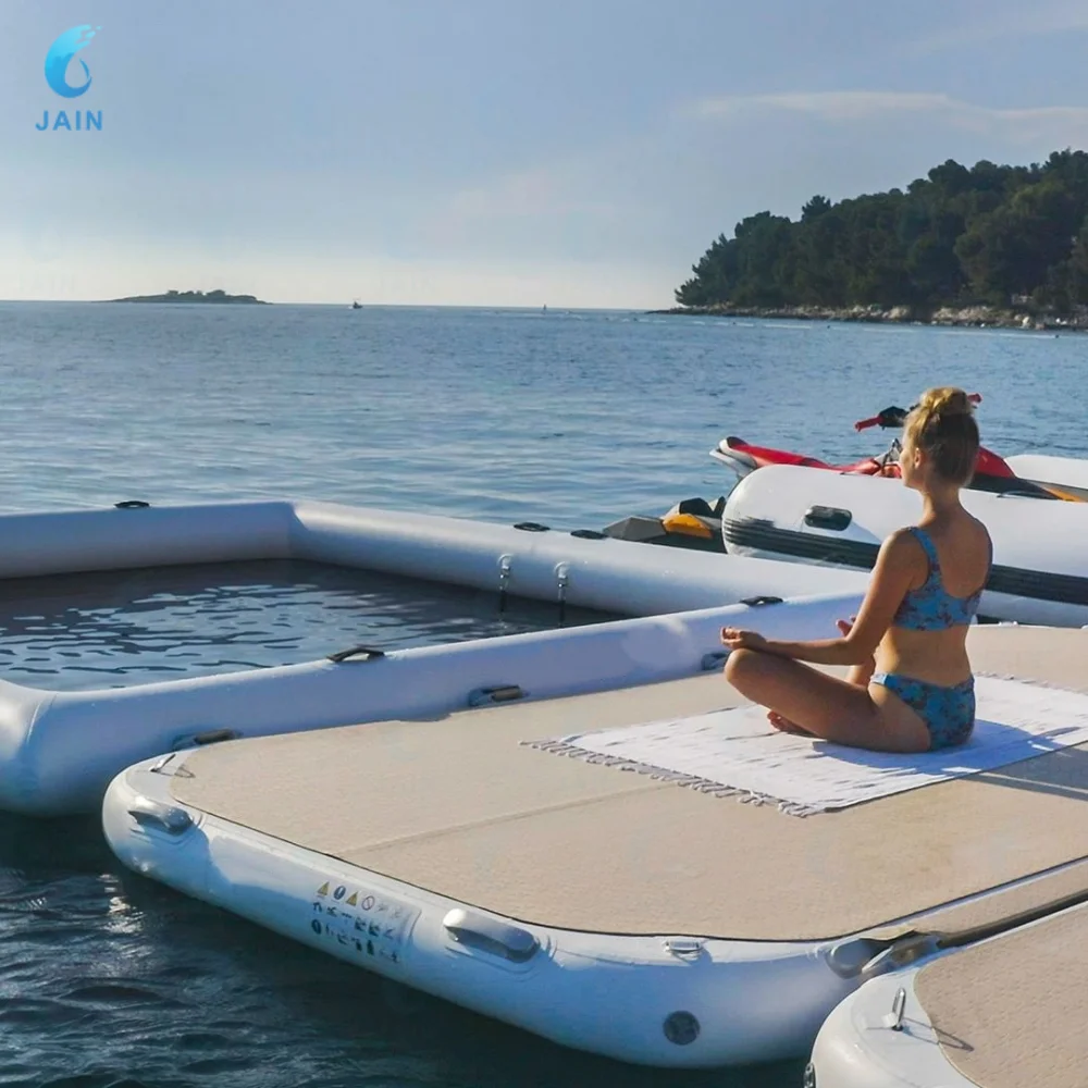 Inflatable Floating Dock Platform Non-Slip Floating Island Raft Perfect for Pool, Beach, Lake and Ocean Recreation