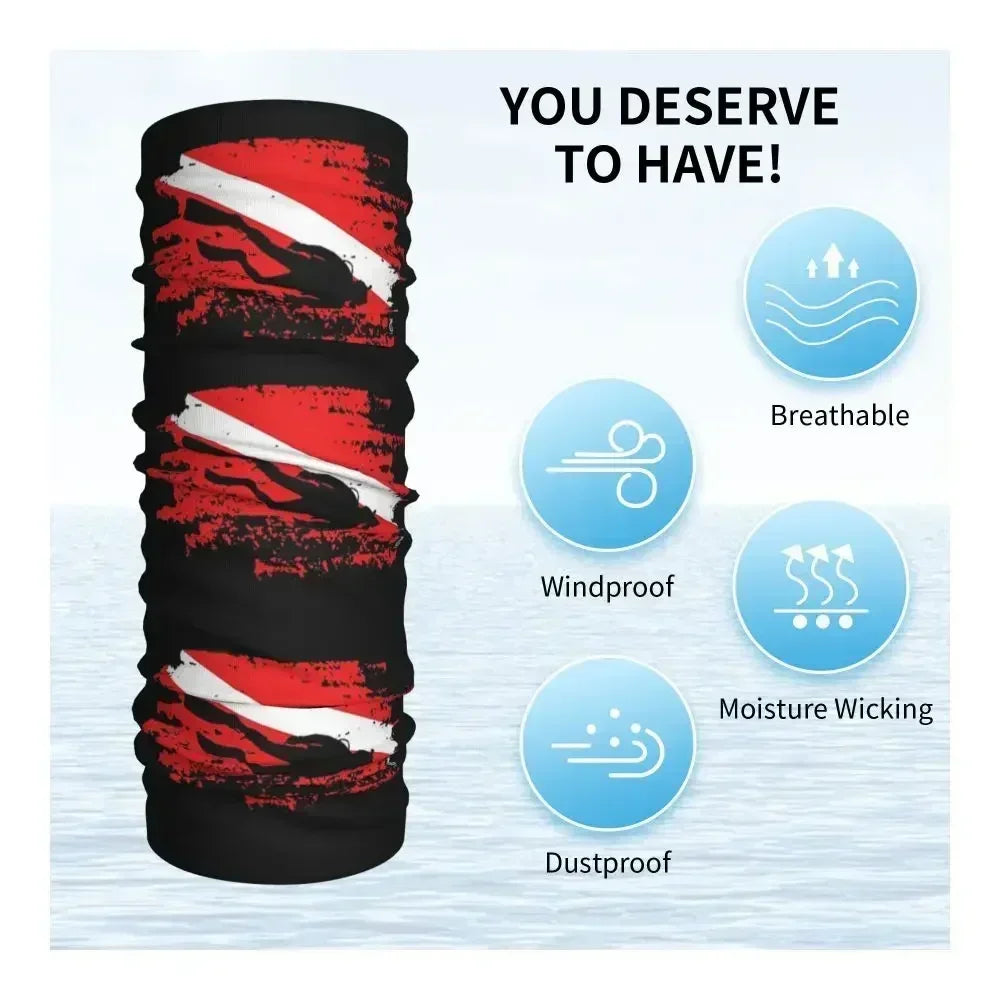 Dive Scuba Diver Bandana Neck Cover Printed Diving Wrap Scarf Multifunctional Face Mask Fishing for Men Women Adult All Season