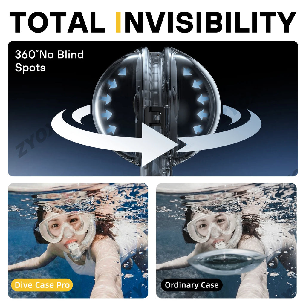 Invisible Dive Case Pro For Insta360 X5, 50M Completely Invisible Design Allows For Seamless 360 Underwater Shots Accessories