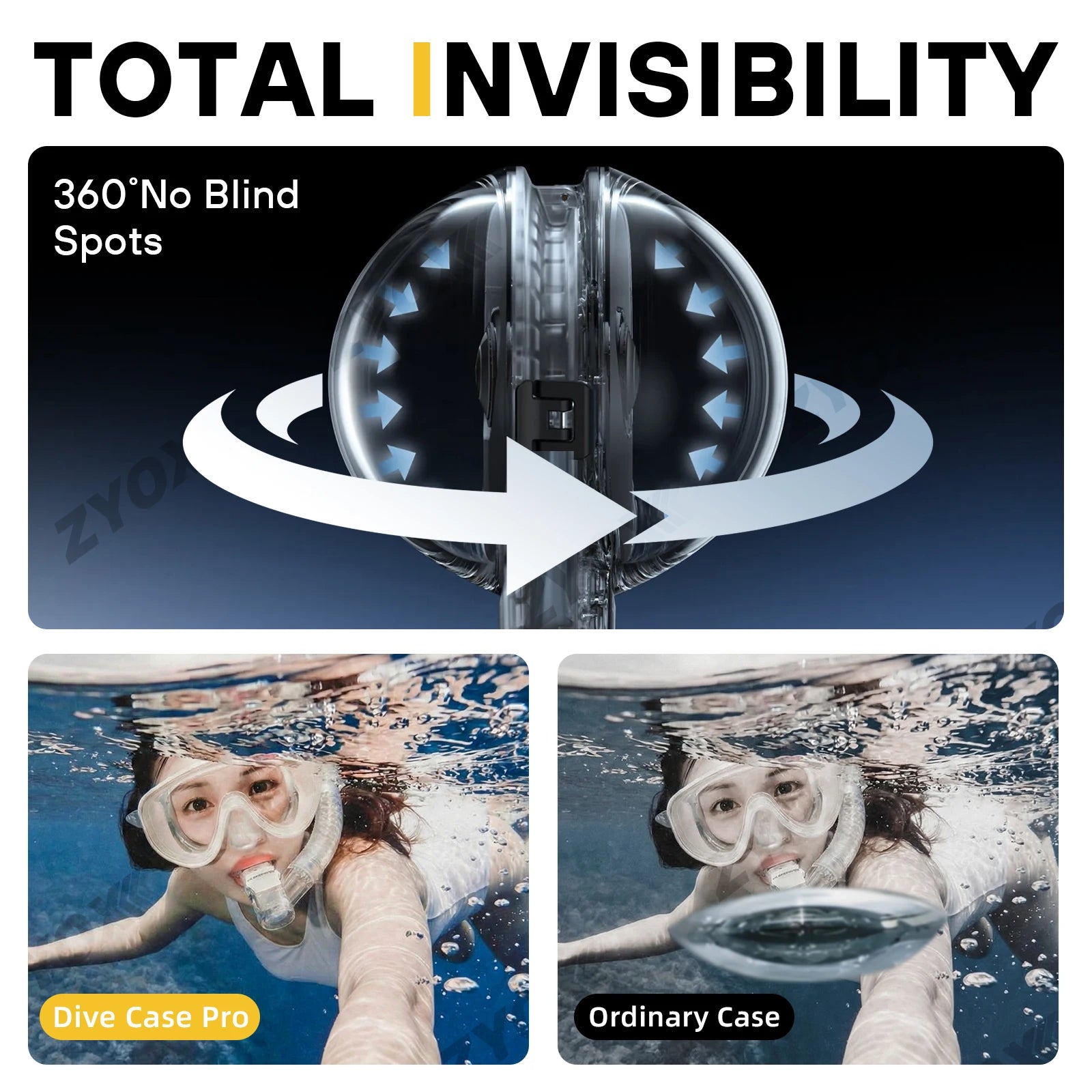 Invisible Dive Case Pro For Insta360 X5, 50M Completely Invisible Design Allows For Seamless 360 Underwater Shots Accessories