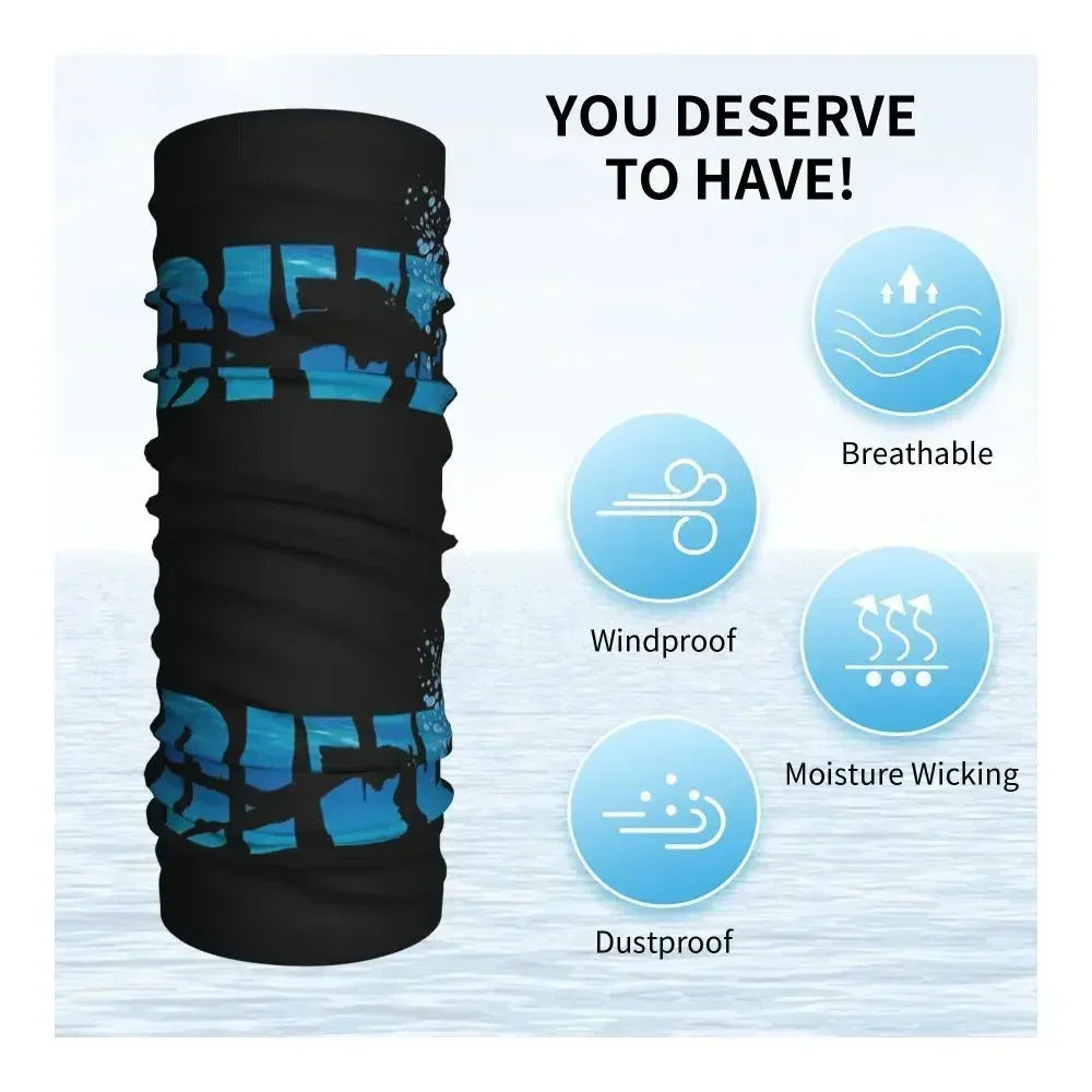 Dive Scuba Diver Bandana Neck Cover Printed Diving Wrap Scarf Multifunctional Face Mask Fishing for Men Women Adult All Season