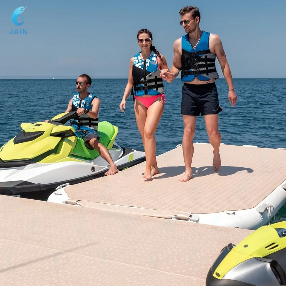 Inflatable Floating Dock Platform Non-Slip Floating Island Raft Perfect for Pool, Beach, Lake and Ocean Recreation